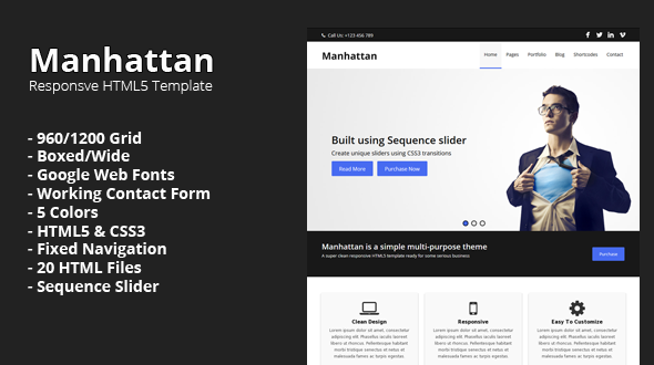 Manhattan – Responsive HTML5 Template