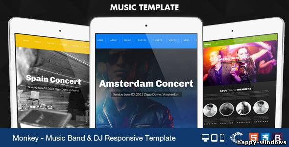Monkey - One Page Music Band Parallax Responsive
